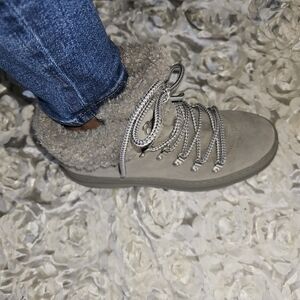 Splendid Yvette Suede Lace Up Booties Gray Womens Size 9.5